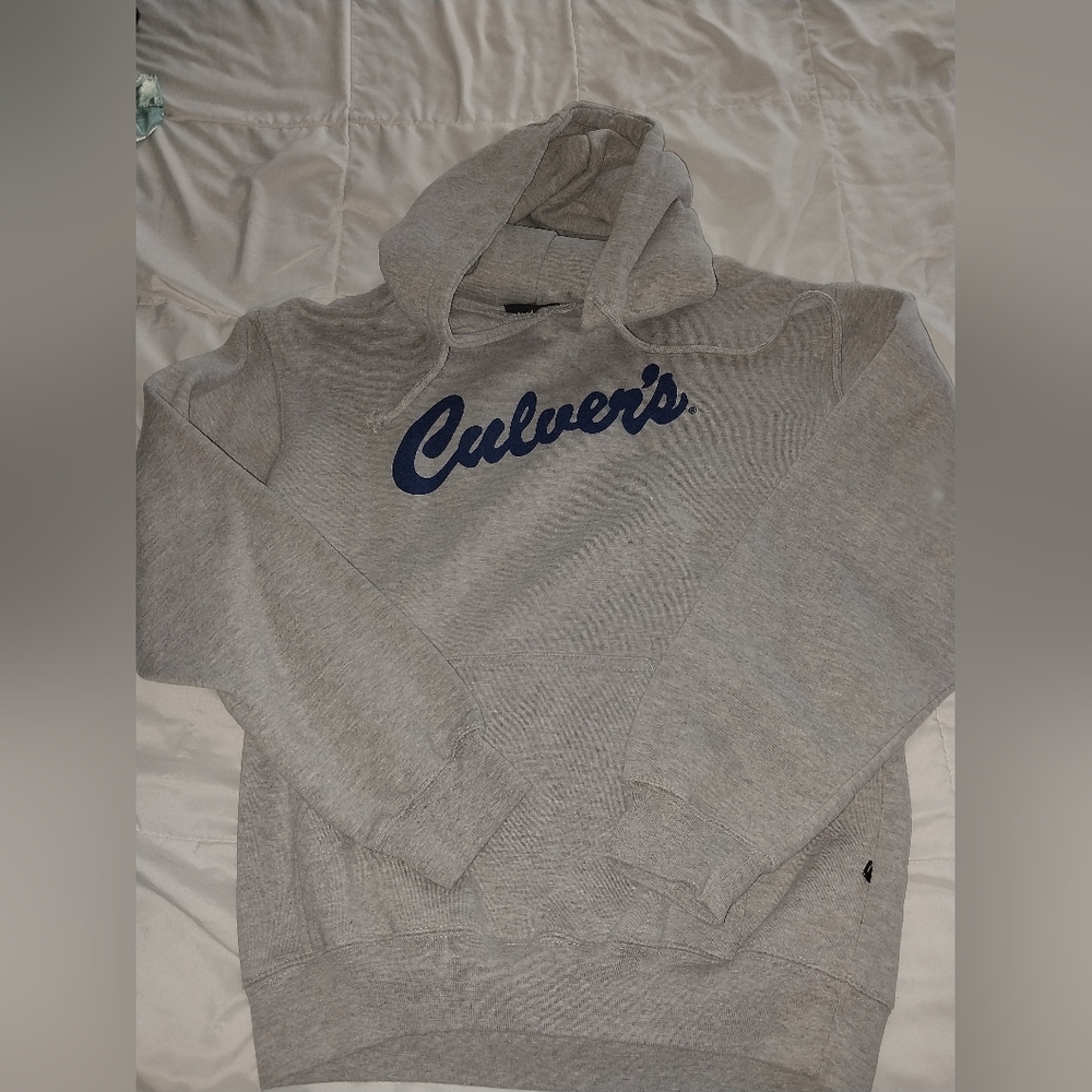 Gray Hoodie with Blue Logo